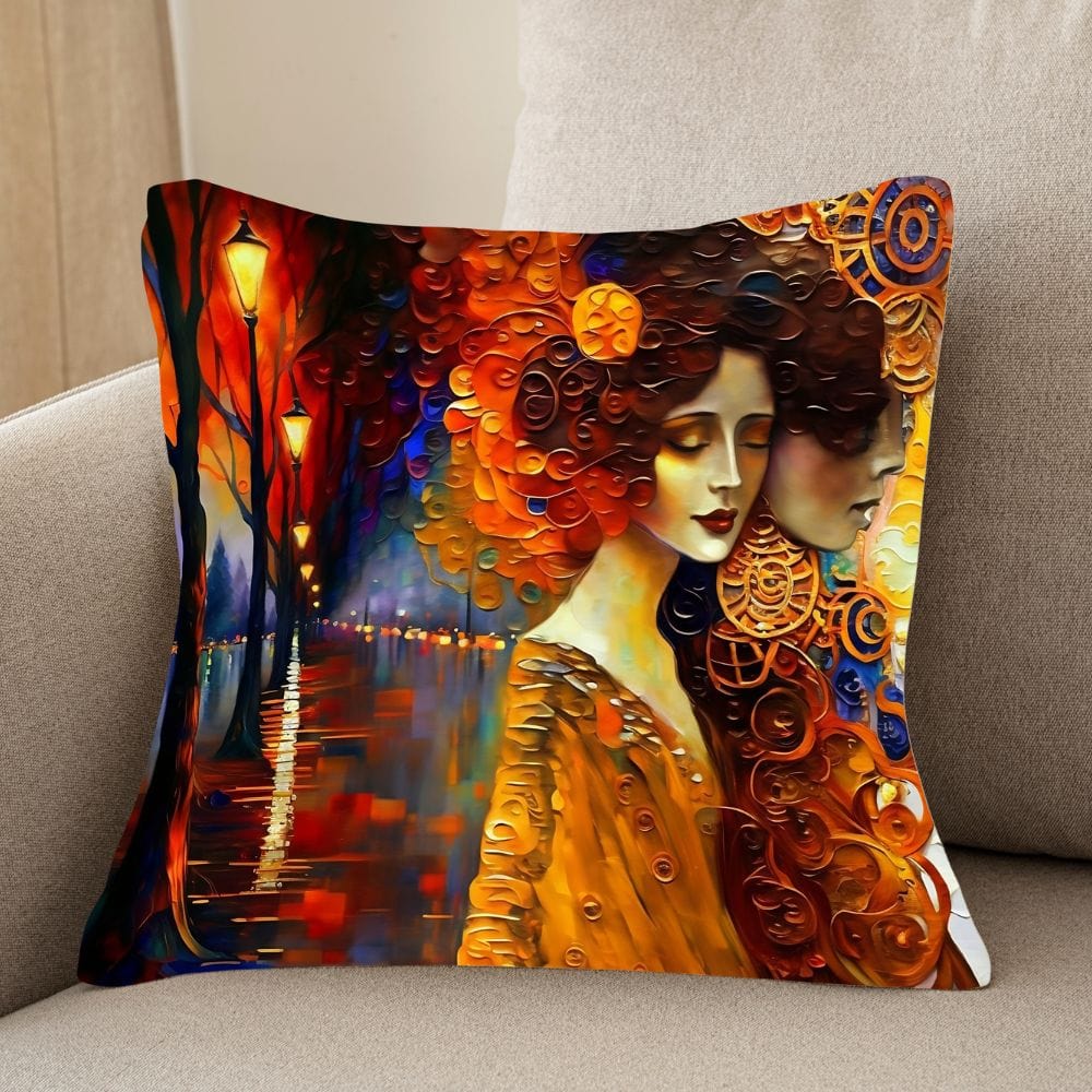 Gustav Klimt Inspiré Housse de coussin City Love peinture à l'huile
