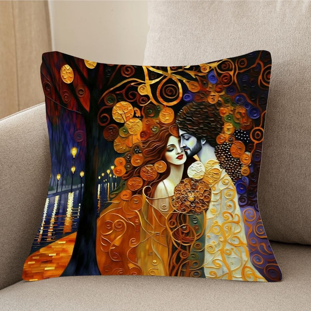 Gustav Klimt Inspiré Housse de coussin City Love peinture à l'huile