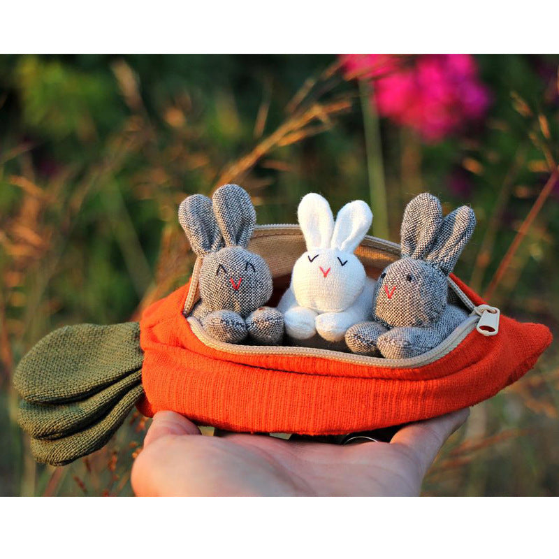 Lapins cachés dans une pochette de carotte