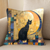 Housse de coussin Silhouette de chat au clair de lune