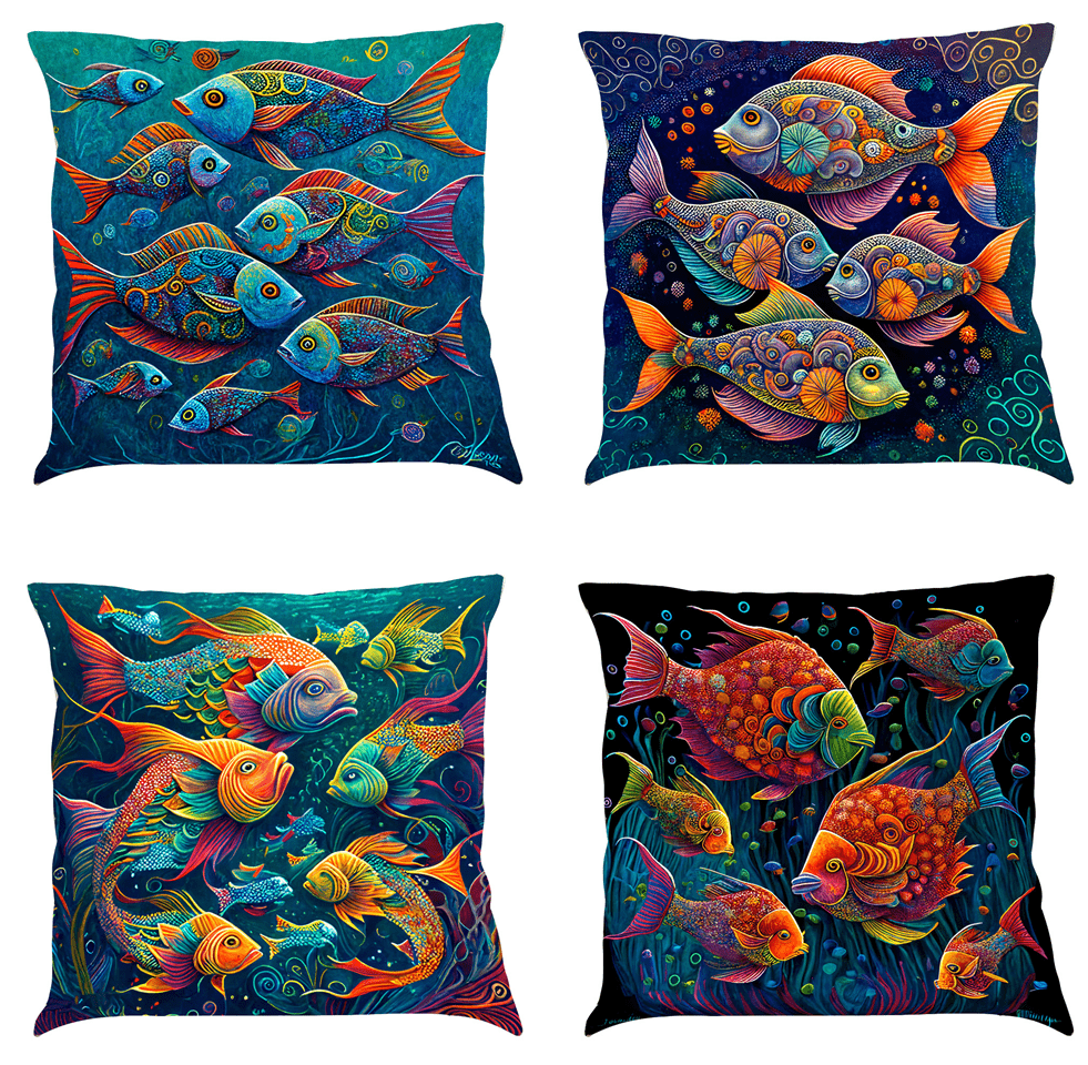 Lucky Fish Cushion Covers
